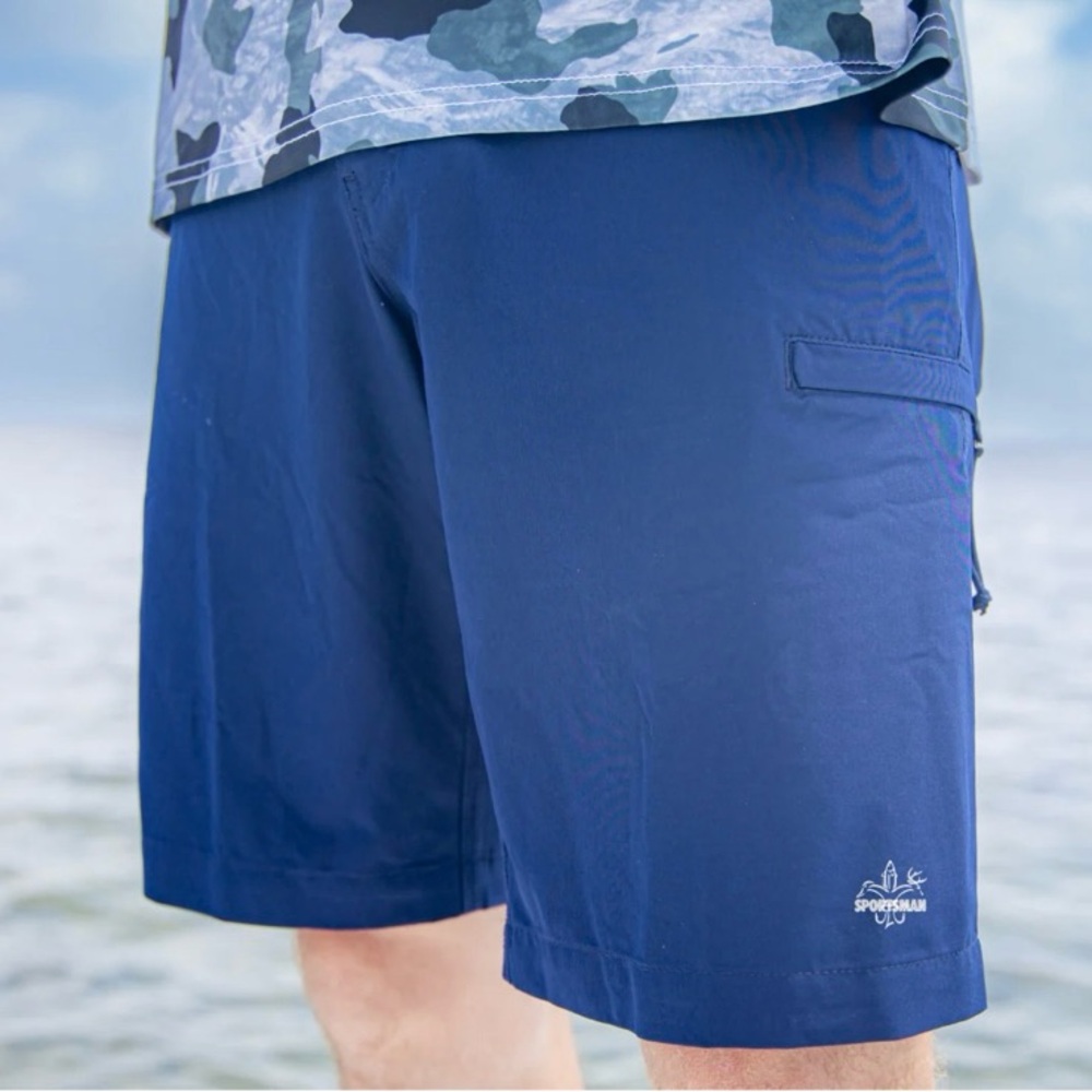 Sportsman Gear Mens REAPER Quick Dry Lightweight Fishing Shorts | L | Navy NEW!!